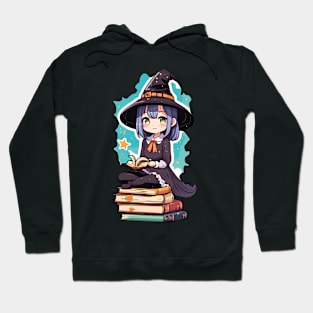 Cute Anime girl witch sitting on books Hoodie